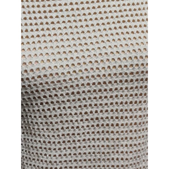 Express S Womens Sweater Silver Metallic Open Knit Pullover Sheer Sparkle Top - Picture 11 of 12